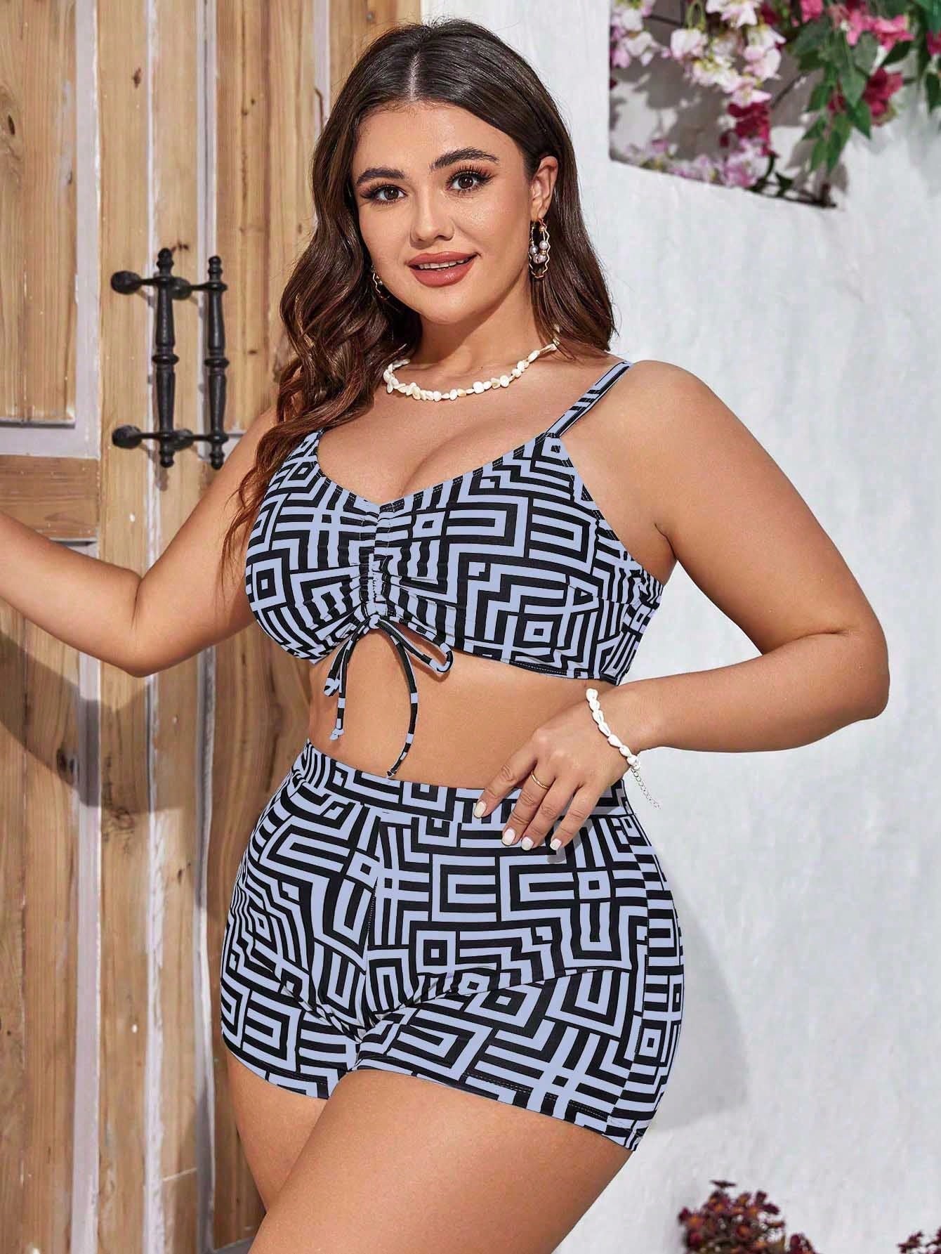 Short + bikini Boop  Com Saída De Praia Miris Plus Size